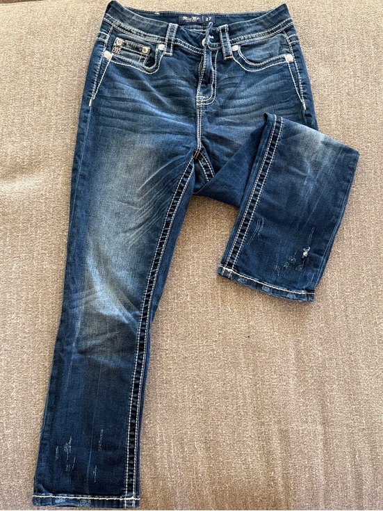 Miss Me Curvy Crop Dark Blue Straight Leg Jeans